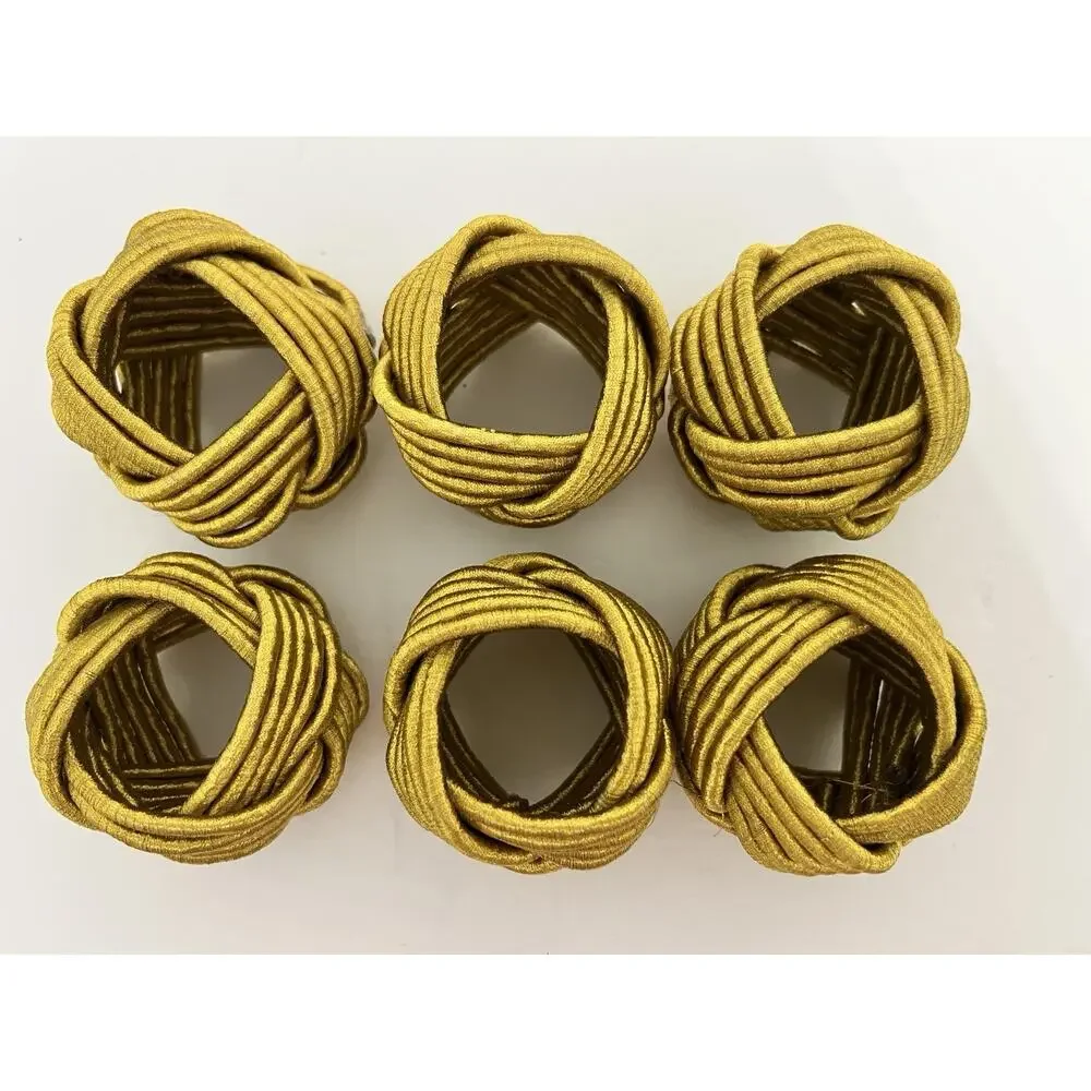 Set of 6 Twisted Gold Cord Rope Braided Napkin Rings All Occasion